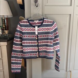 J Crew Fair Isle lady jacket in boiled wool blend